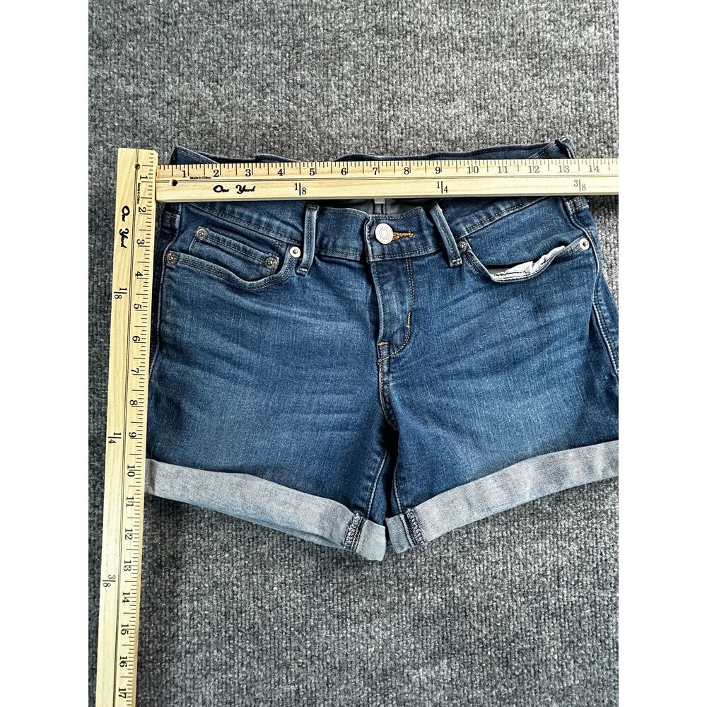 Levi's Women's Size 0 Dark Wash Cuffed Denim Jean Shorts Stretch - Picture 4 of 4